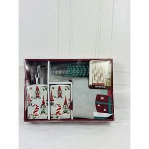 Holiday Home 15pc Bath Set Christmas Gnomes‎ Christmas Bathroom Decor